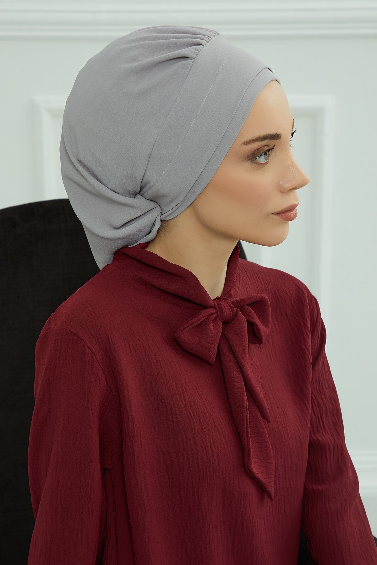 Instant Aerobin Turban Hijab for Women, Pre-Tied Cotton Blend Headwrap, Lightweight Modest Fashion Head Cover,HT-91 Grey