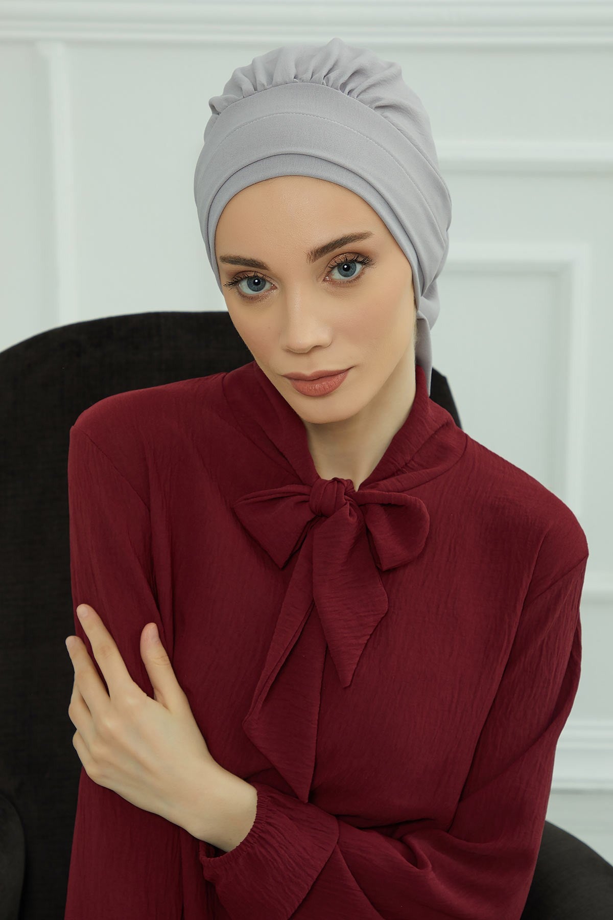 Instant Aerobin Turban Hijab for Women, Pre-Tied Cotton Blend Headwrap, Lightweight Modest Fashion Head Cover,HT-91 Grey
