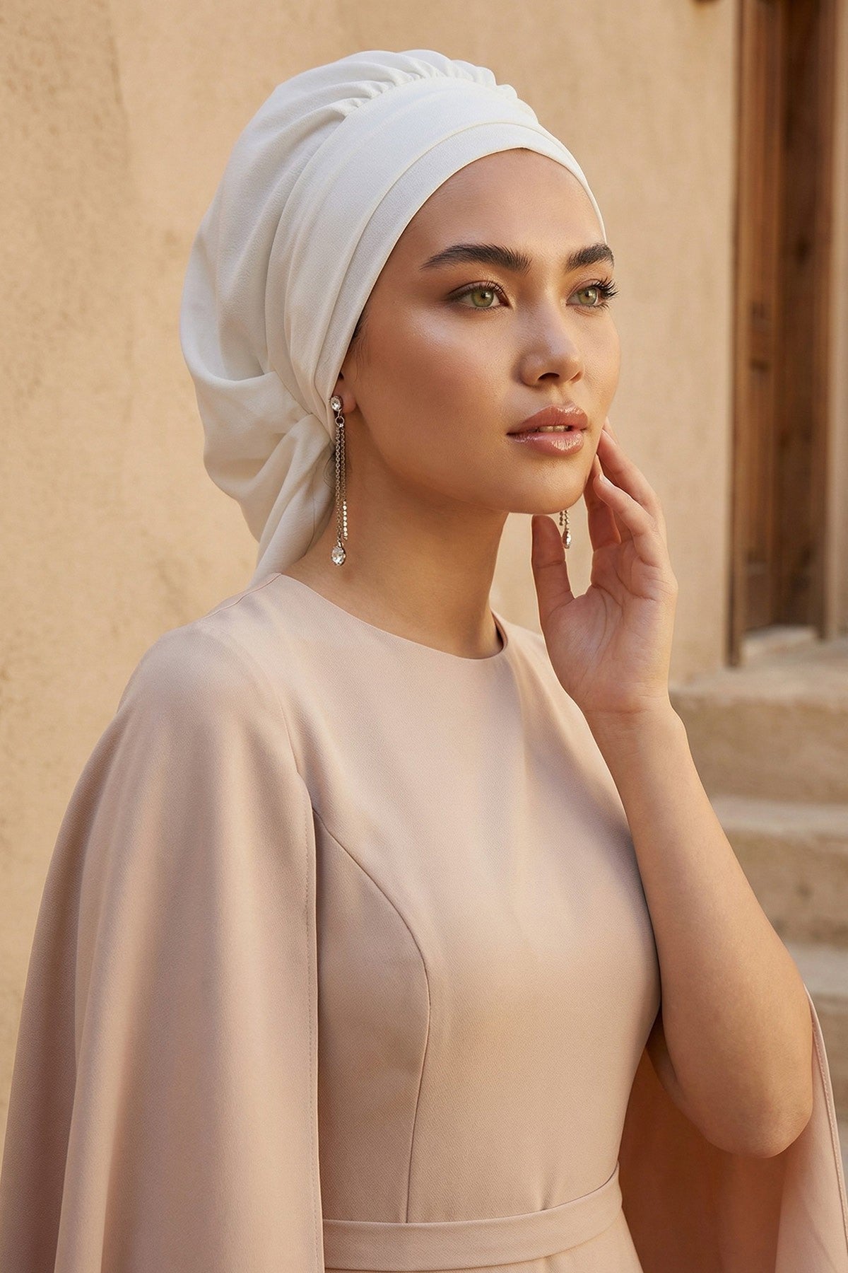 Instant Aerobin Turban Hijab for Women, Pre-Tied Cotton Blend Headwrap, Lightweight Modest Fashion Head Cover,HT-91 White