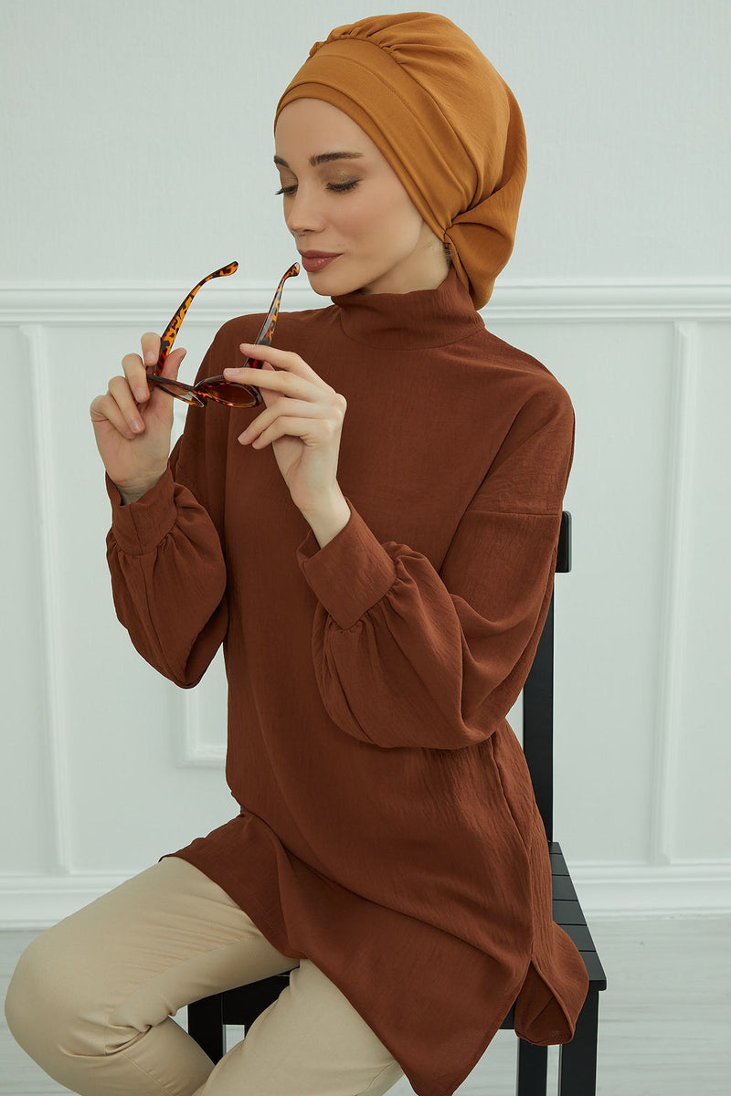 Instant Aerobin Turban Hijab for Women, Pre-Tied Cotton Blend Headwrap, Lightweight Modest Fashion Head Cover,HT-91