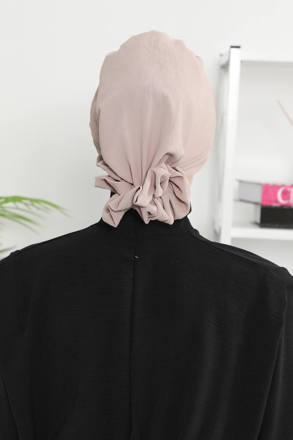 Instant Aerobin Turban Hijab for Women with Gold Accent, Pre-Tied Cotton Blend Headwrap, Modest Ready to Wear Headscarf,HT-95 Mink