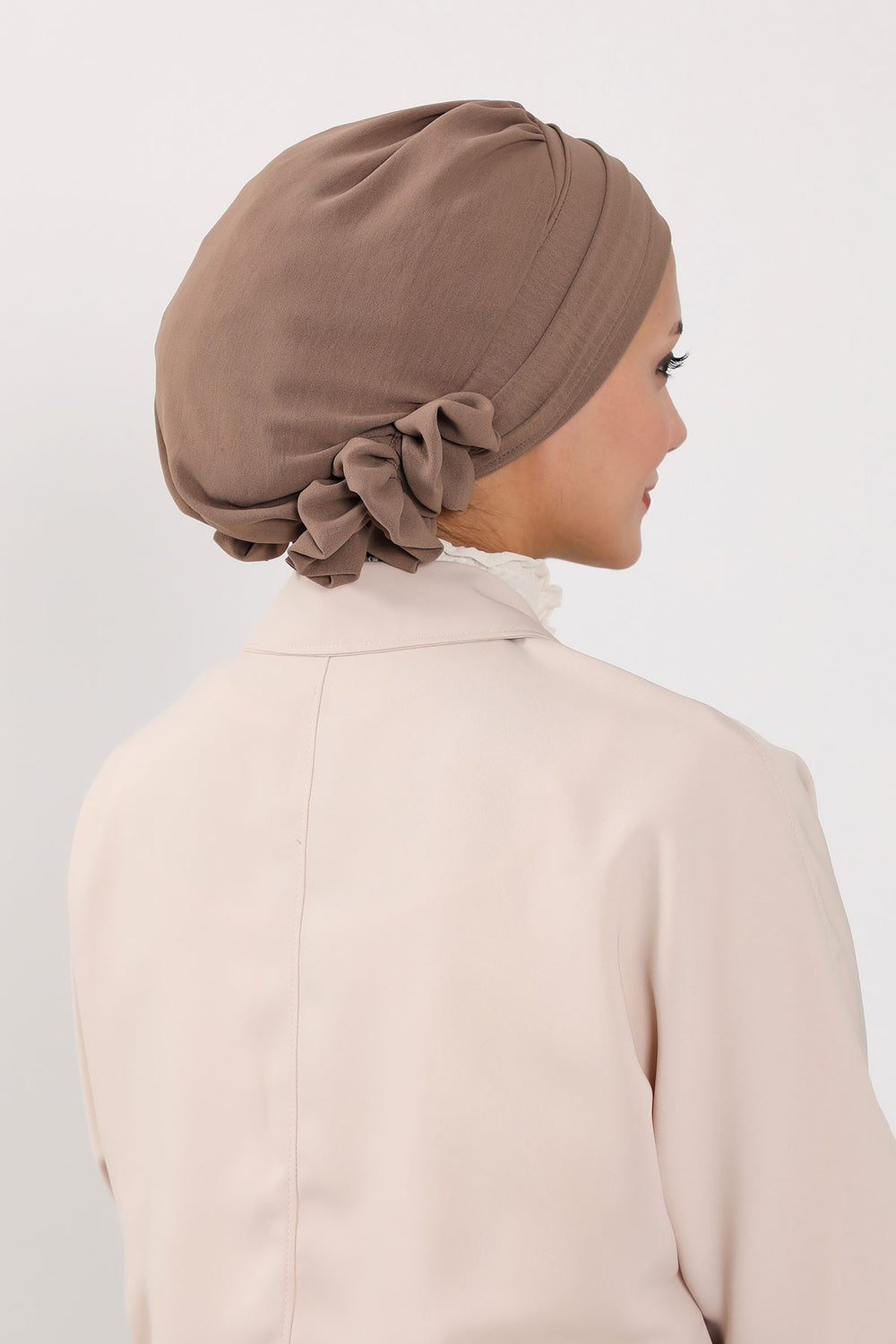 Instant Aerobin Turban Hijab for Women with Gold Accent, Pre-Tied Cotton Blend Headwrap, Modest Ready to Wear Headscarf,HT-95 Chocolate
