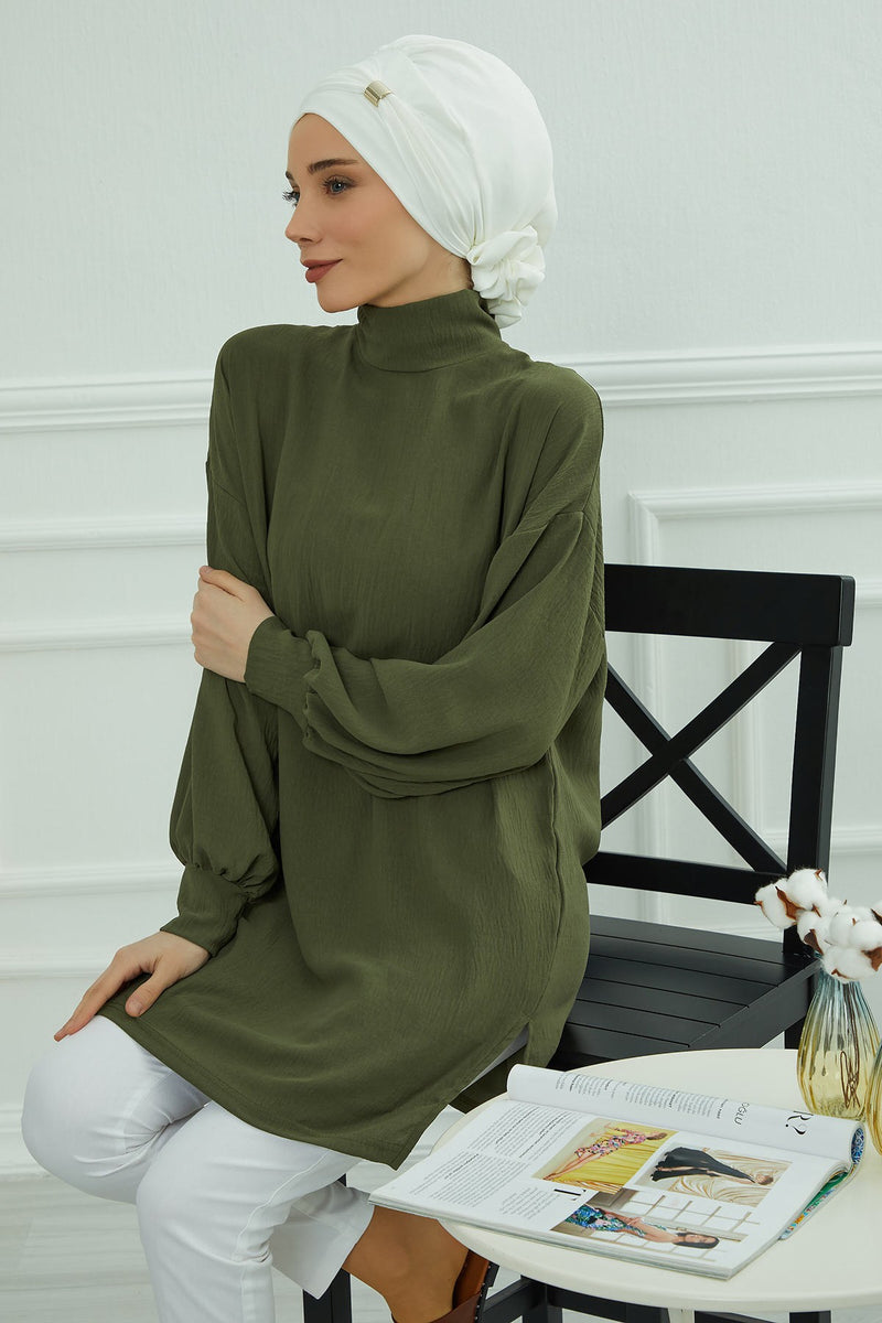 Instant Aerobin Turban Hijab for Women with Gold Accent, Pre-Tied Cotton Blend Headwrap, Modest Ready to Wear Headscarf,HT-95