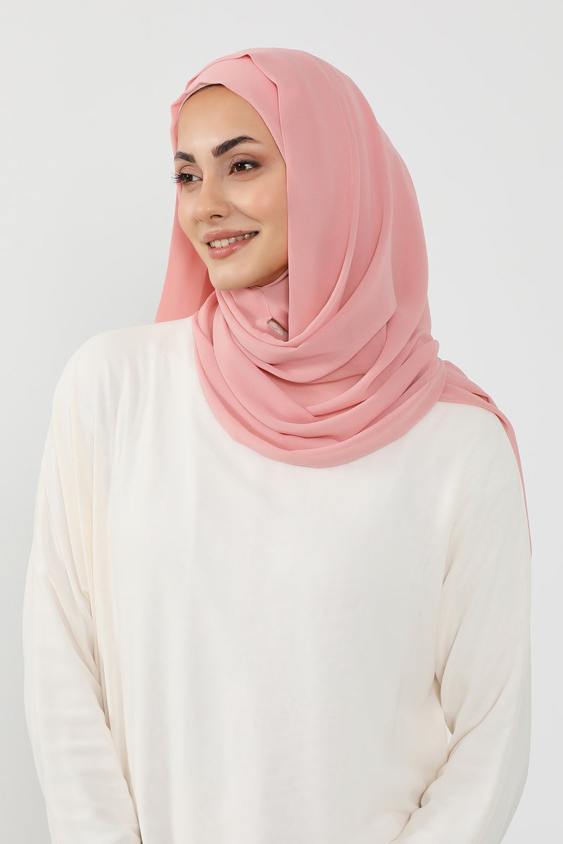 Instant Chiffon Hijab Shawl for Women, Ready to Wear Lightweight Modest Scarf, Practical Slip-On Headscarf,PS-49