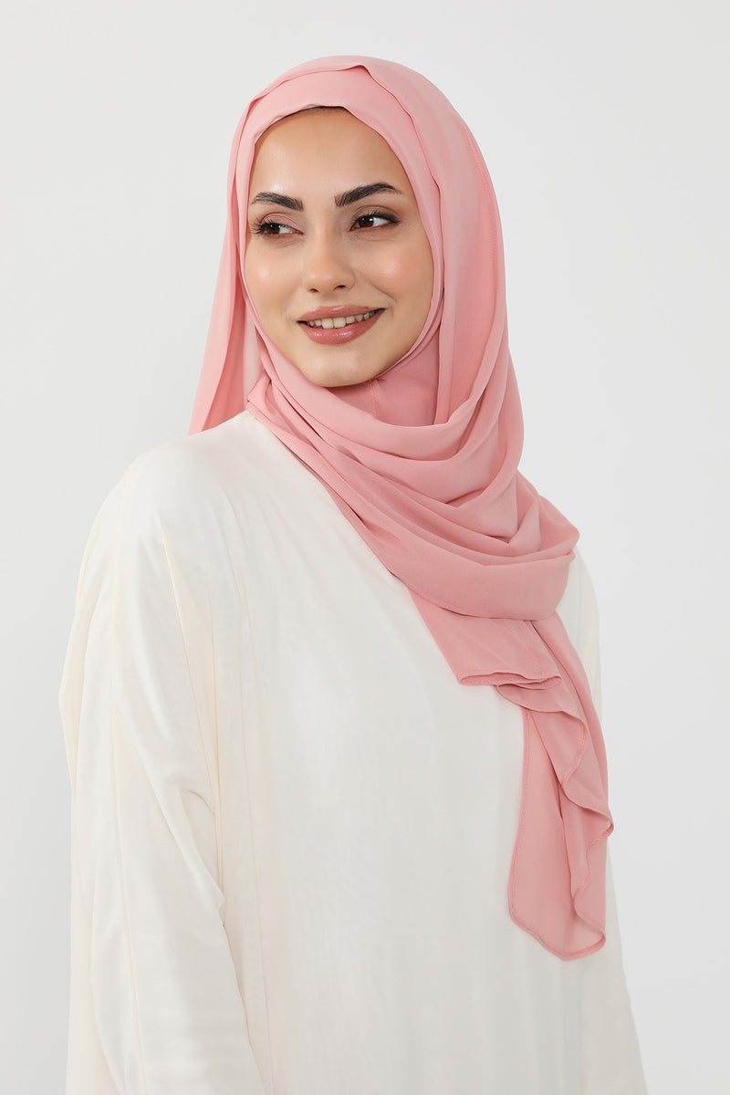 Instant Chiffon Hijab Shawl for Women, Ready to Wear Lightweight Modest Scarf, Practical Slip-On Headscarf,PS-49
