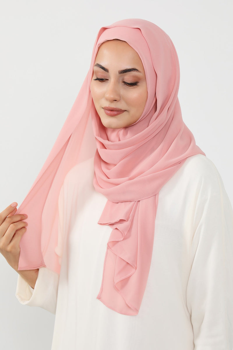 Instant Chiffon Hijab Shawl for Women, Ready to Wear Lightweight Modest Scarf, Practical Slip-On Headscarf,PS-49