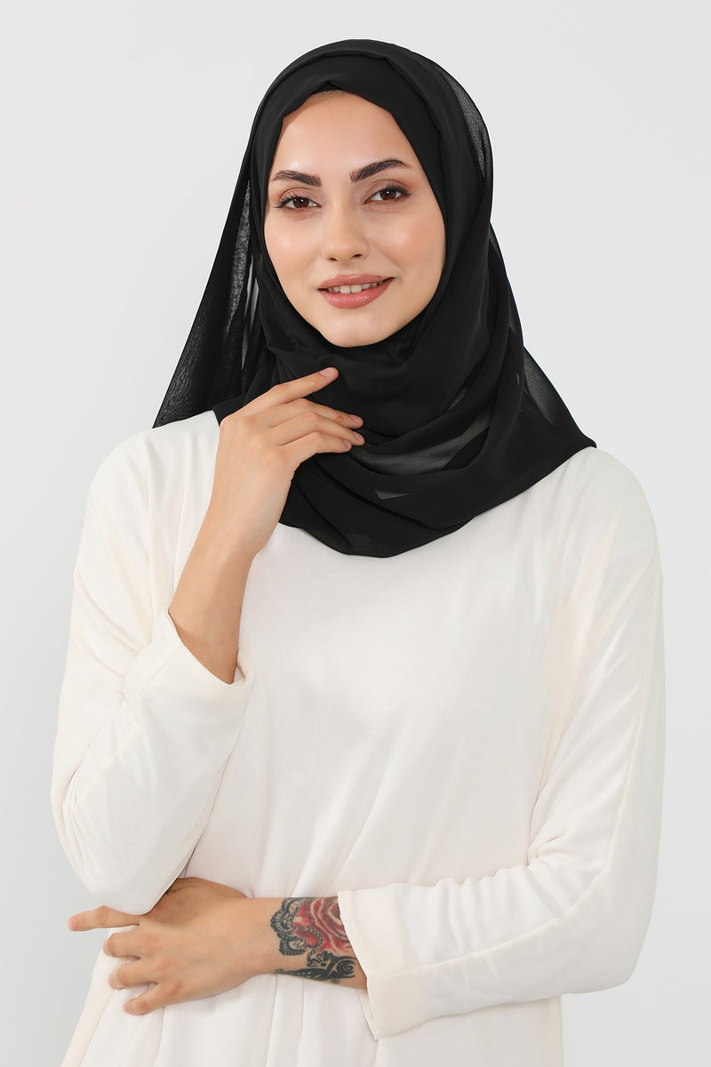 Instant Chiffon Hijab Shawl for Women, Ready to Wear Lightweight Modest Scarf, Practical Slip-On Headscarf,PS-49