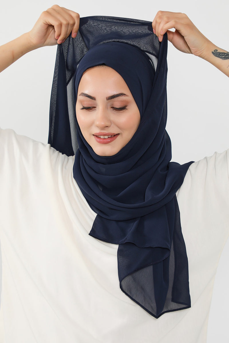 Instant Chiffon Hijab Shawl for Women, Ready to Wear Lightweight Modest Scarf, Practical Slip-On Headscarf,PS-49