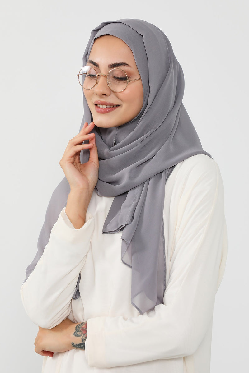 Instant Chiffon Hijab Shawl for Women, Ready to Wear Lightweight Modest Scarf, Practical Slip-On Headscarf,PS-49