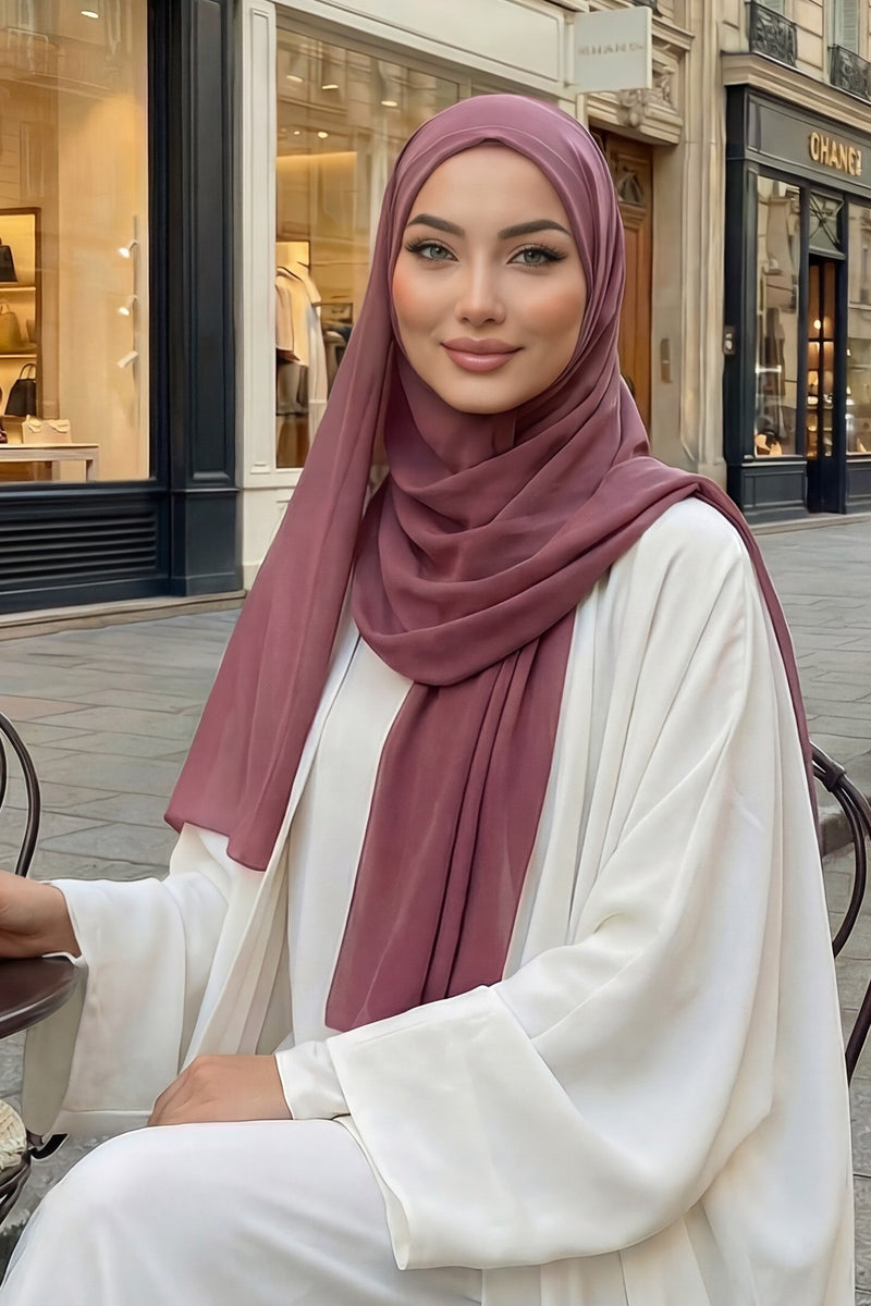 Instant Chiffon Hijab Shawl for Women, Ready to Wear Lightweight Modest Scarf, Practical Slip-On Headscarf,PS-49