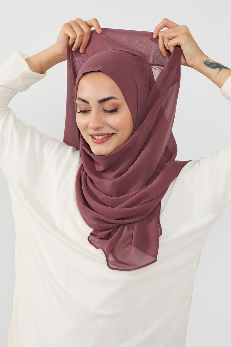 Instant Chiffon Hijab Shawl for Women, Ready to Wear Lightweight Modest Scarf, Practical Slip-On Headscarf,PS-49