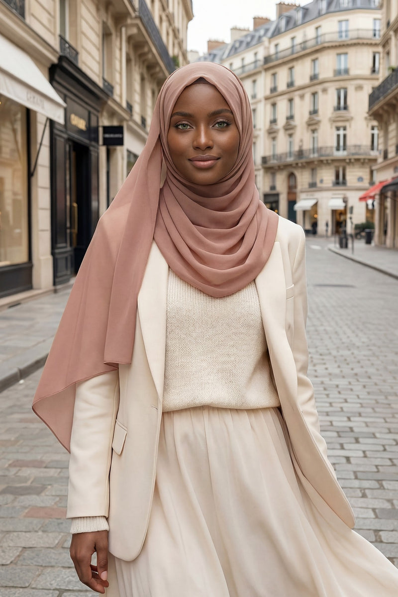 Instant Chiffon Hijab Shawl for Women, Ready to Wear Lightweight Modest Scarf, Practical Slip-On Headscarf,PS-49