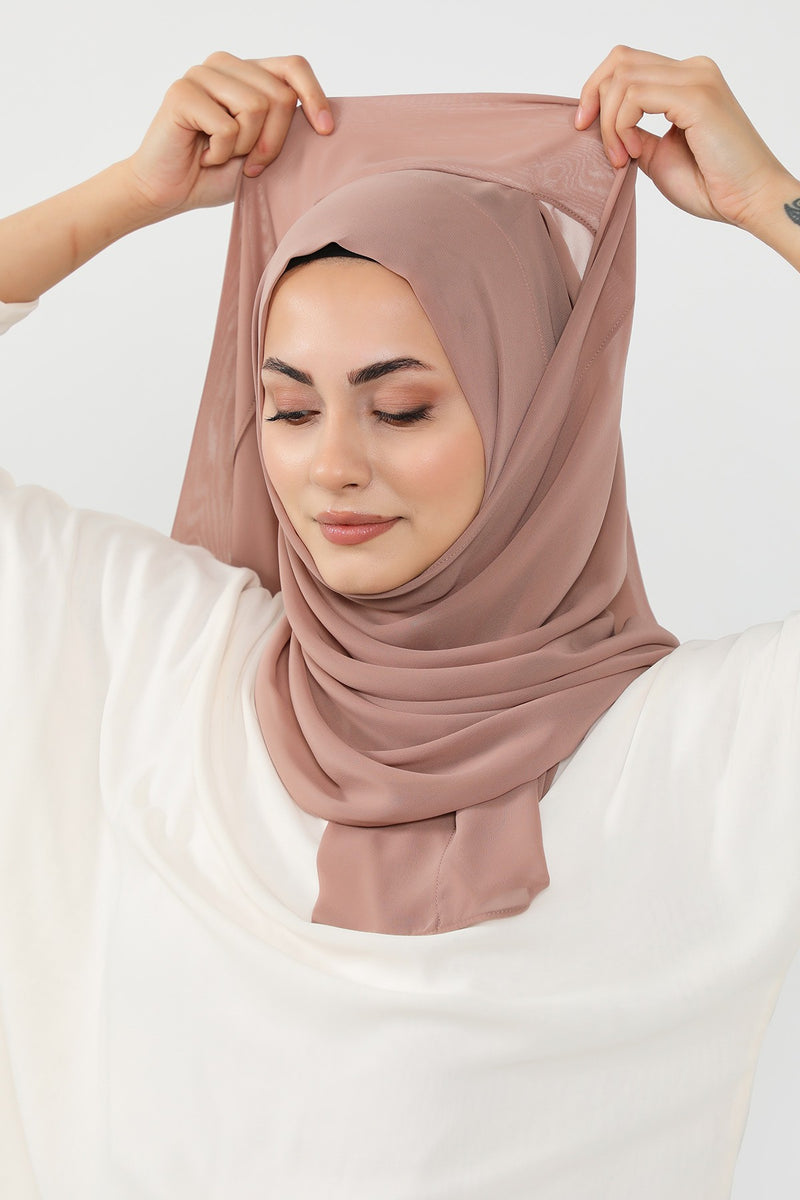 Instant Chiffon Hijab Shawl for Women, Ready to Wear Lightweight Modest Scarf, Practical Slip-On Headscarf,PS-49