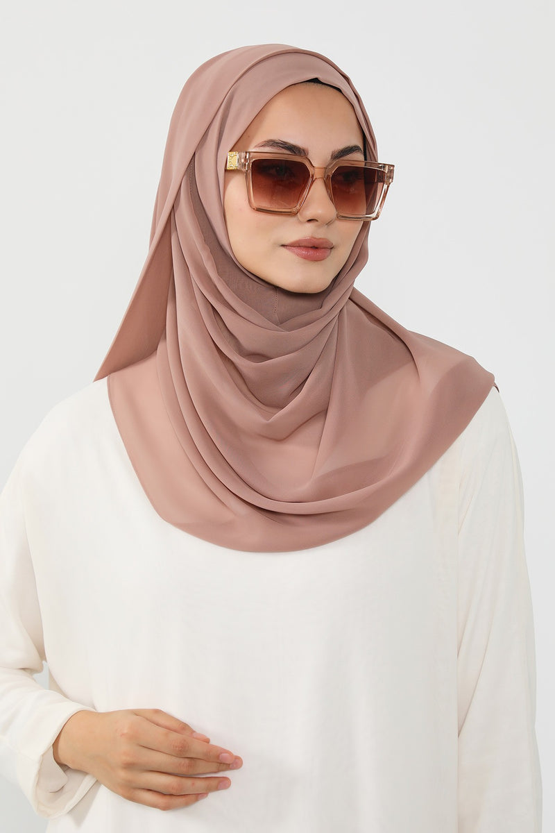 Instant Chiffon Hijab Shawl for Women, Ready to Wear Lightweight Modest Scarf, Practical Slip-On Headscarf,PS-49