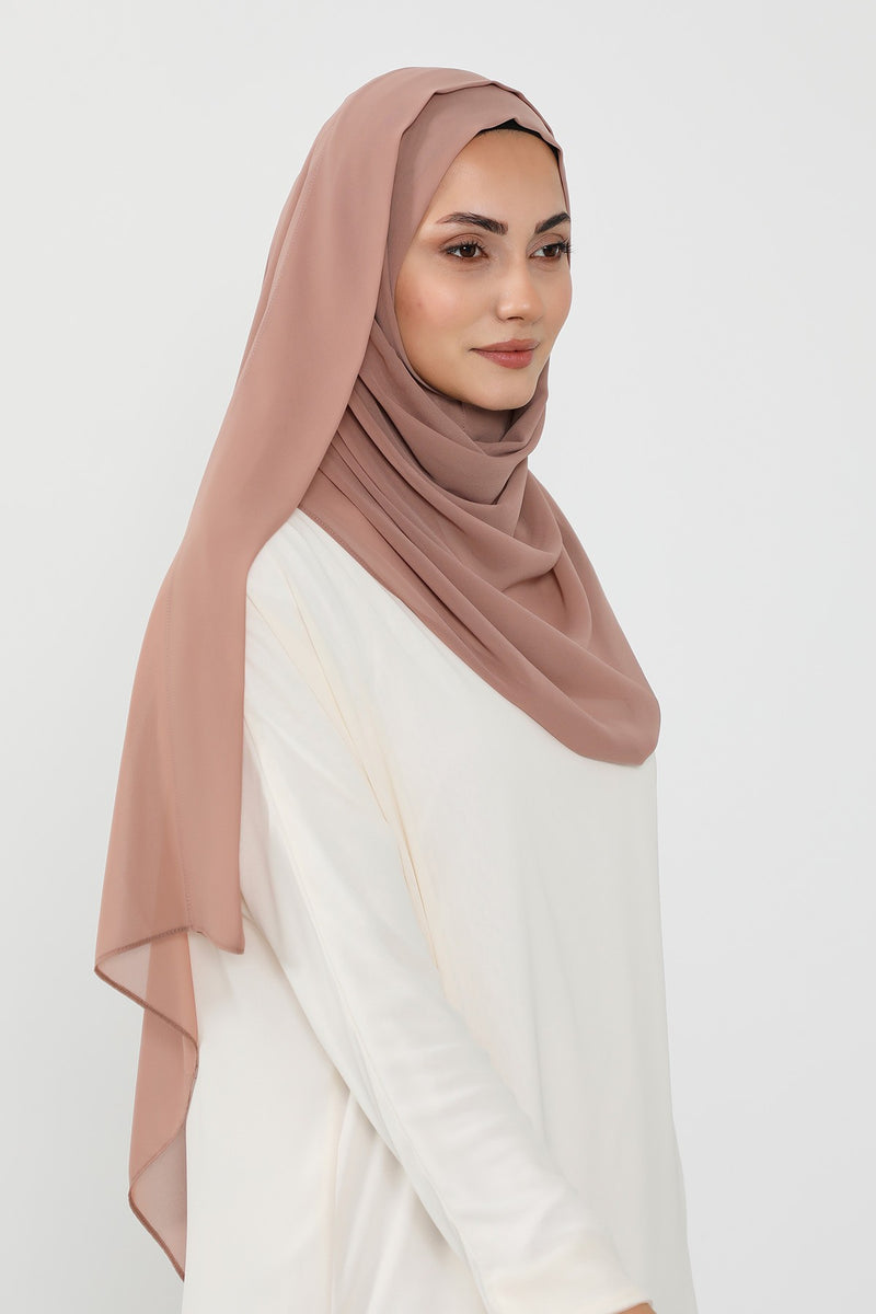 Instant Chiffon Hijab Shawl for Women, Ready to Wear Lightweight Modest Scarf, Practical Slip-On Headscarf,PS-49