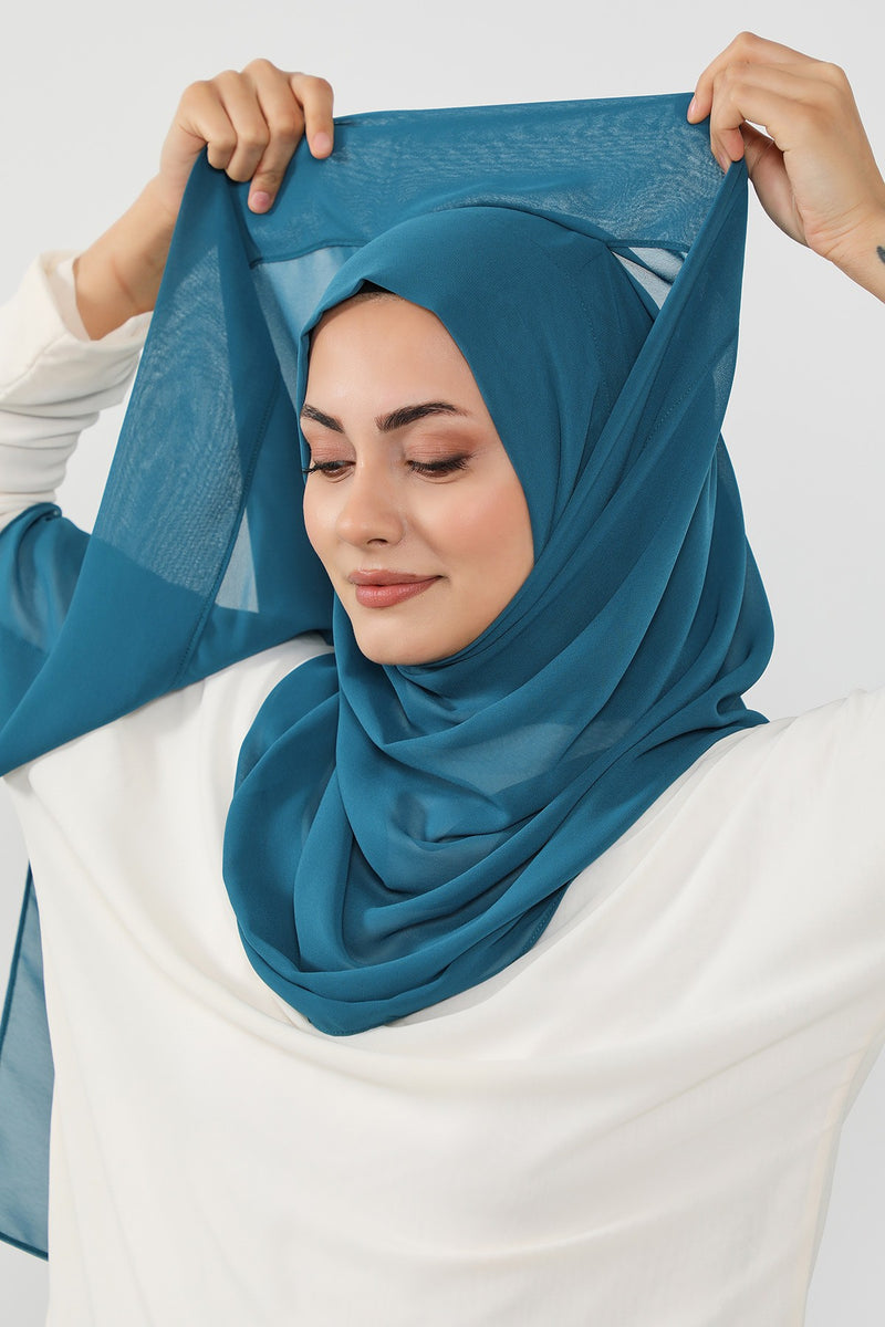 Instant Chiffon Hijab Shawl for Women, Ready to Wear Lightweight Modest Scarf, Practical Slip-On Headscarf,PS-49