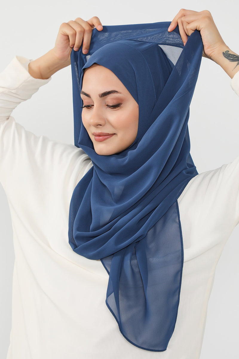 Instant Chiffon Hijab Shawl for Women, Ready to Wear Lightweight Modest Scarf, Practical Slip-On Headscarf,PS-49