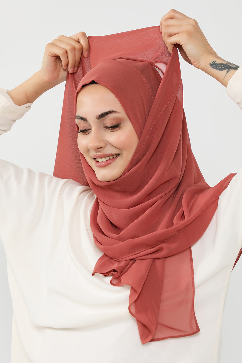 Instant Chiffon Hijab Shawl for Women, Ready to Wear Lightweight Modest Scarf, Practical Slip-On Headscarf,PS-49