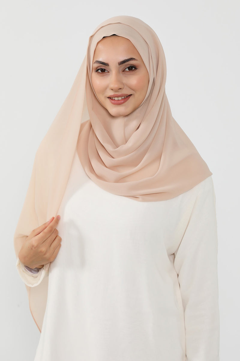 Instant Chiffon Hijab Shawl for Women, Ready to Wear Lightweight Modest Scarf, Practical Slip-On Headscarf,PS-49