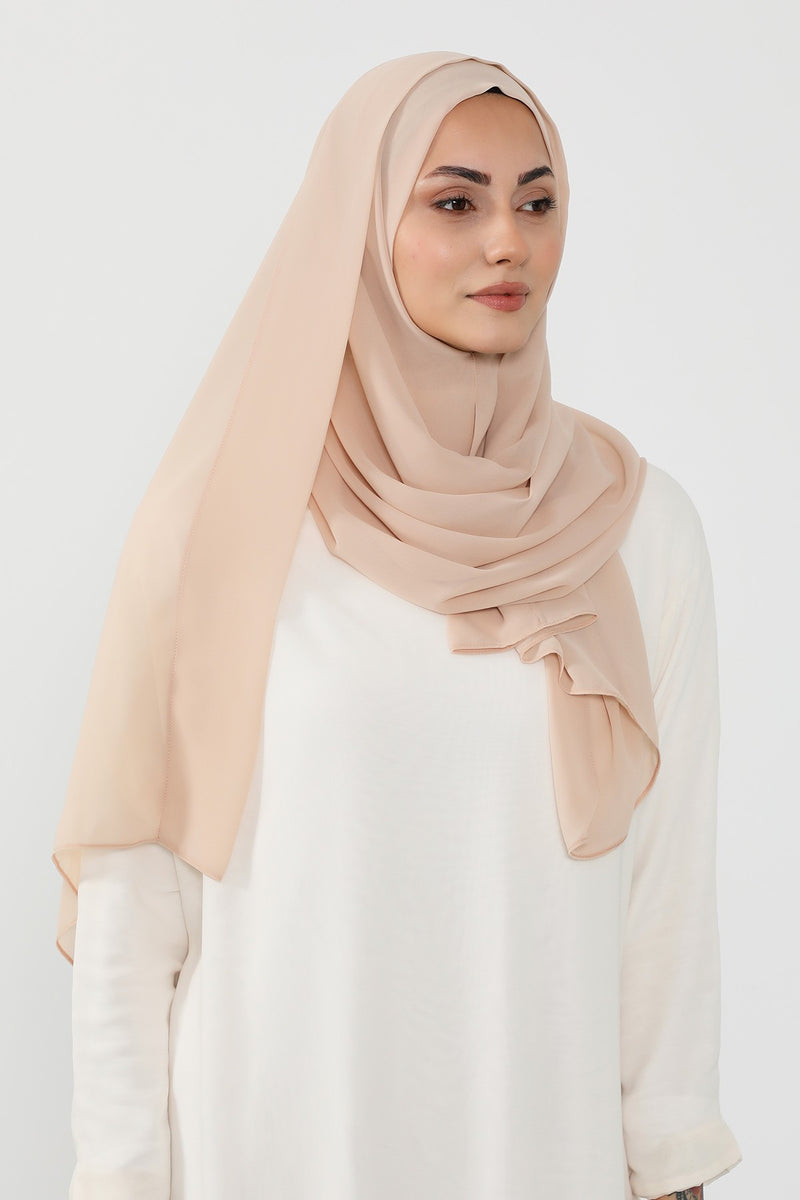 Instant Chiffon Hijab Shawl for Women, Ready to Wear Lightweight Modest Scarf, Practical Slip-On Headscarf,PS-49
