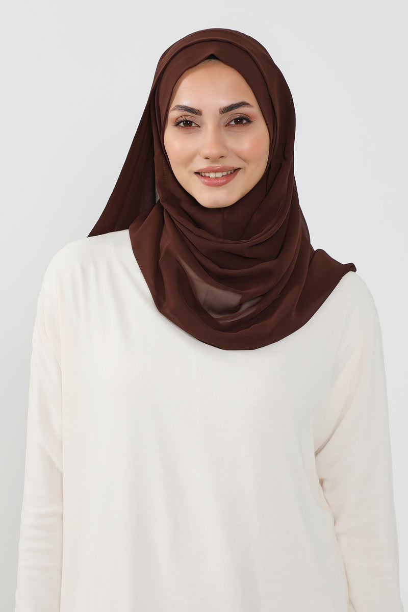 Instant Chiffon Hijab Shawl for Women, Ready to Wear Lightweight Modest Scarf, Practical Slip-On Headscarf,PS-49