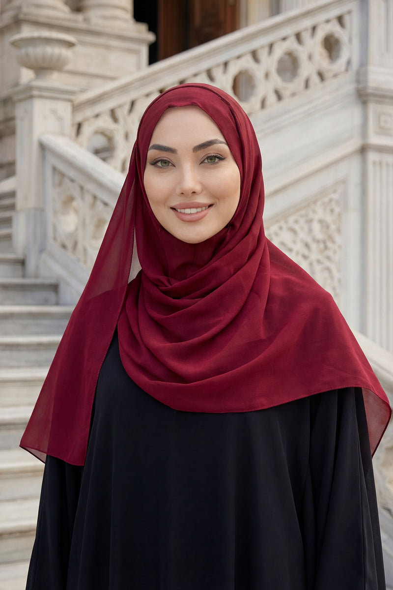 Instant Chiffon Hijab Shawl for Women, Ready to Wear Lightweight Modest Scarf, Practical Slip-On Headscarf,PS-49