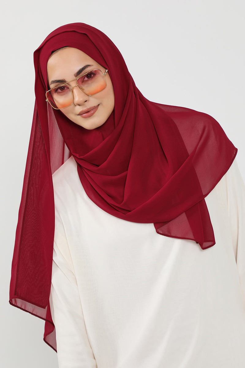 Instant Chiffon Hijab Shawl for Women, Ready to Wear Lightweight Modest Scarf, Practical Slip-On Headscarf,PS-49