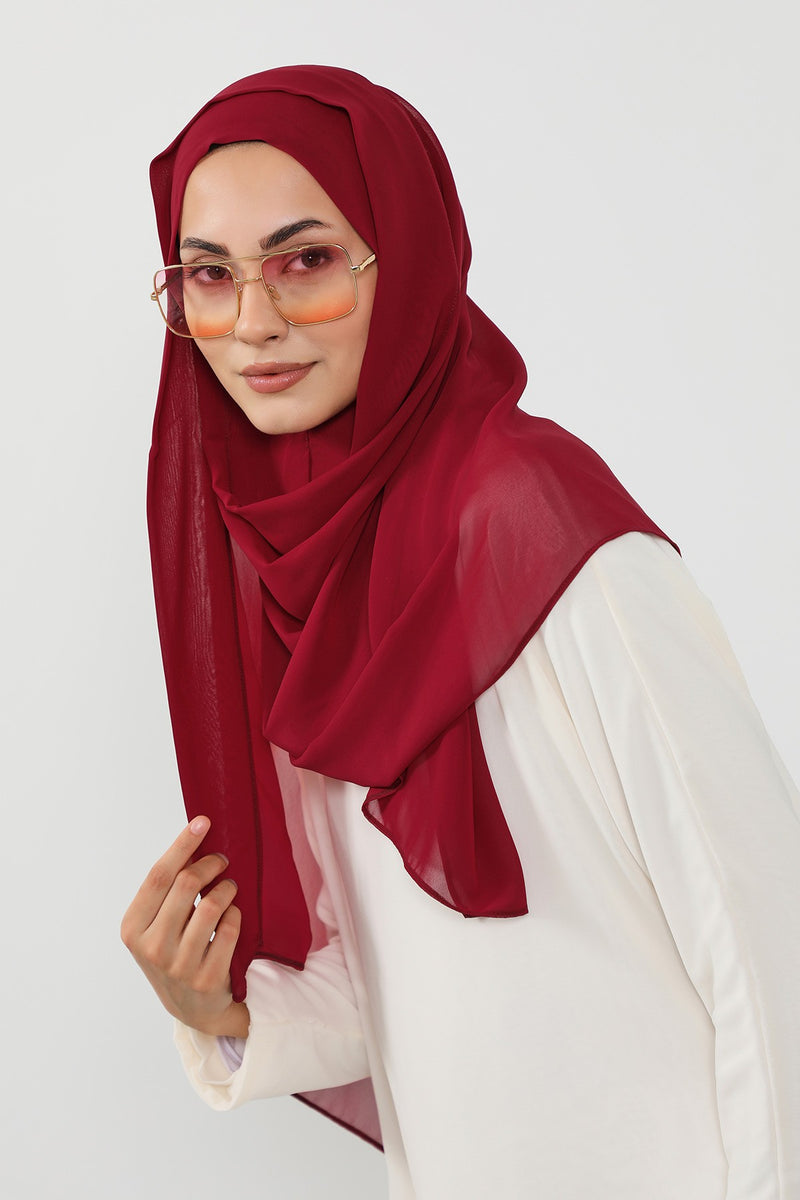 Instant Chiffon Hijab Shawl for Women, Ready to Wear Lightweight Modest Scarf, Practical Slip-On Headscarf,PS-49