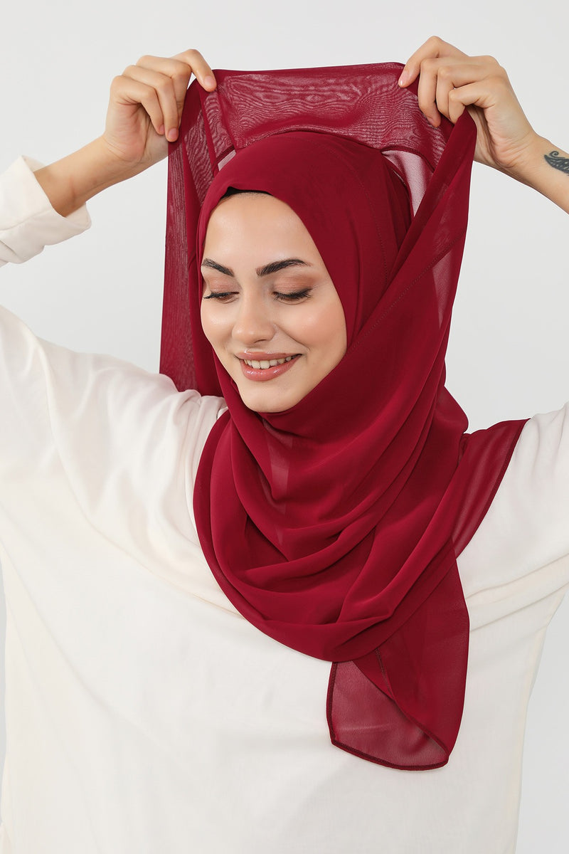 Instant Chiffon Hijab Shawl for Women, Ready to Wear Lightweight Modest Scarf, Practical Slip-On Headscarf,PS-49