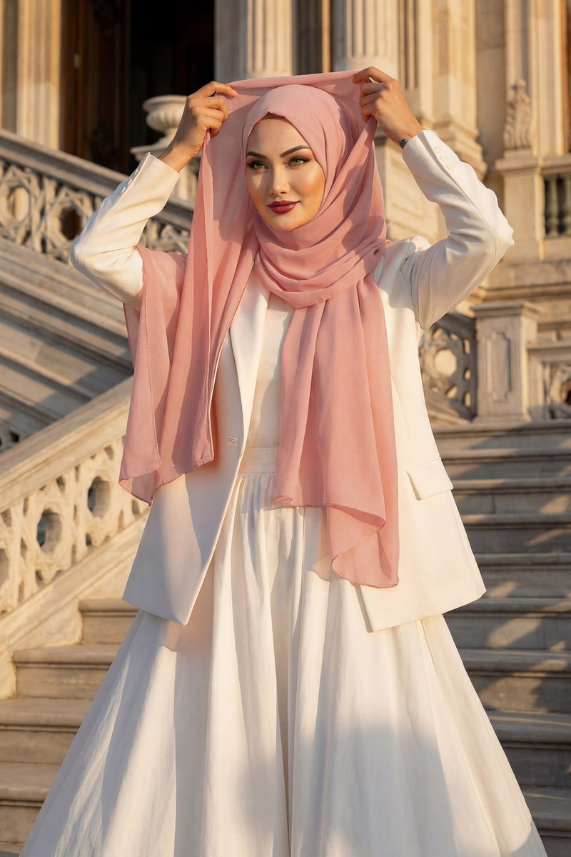 Instant Chiffon Hijab Shawl for Women, Ready to Wear Lightweight Modest Scarf, Practical Slip-On Headscarf,PS-49
