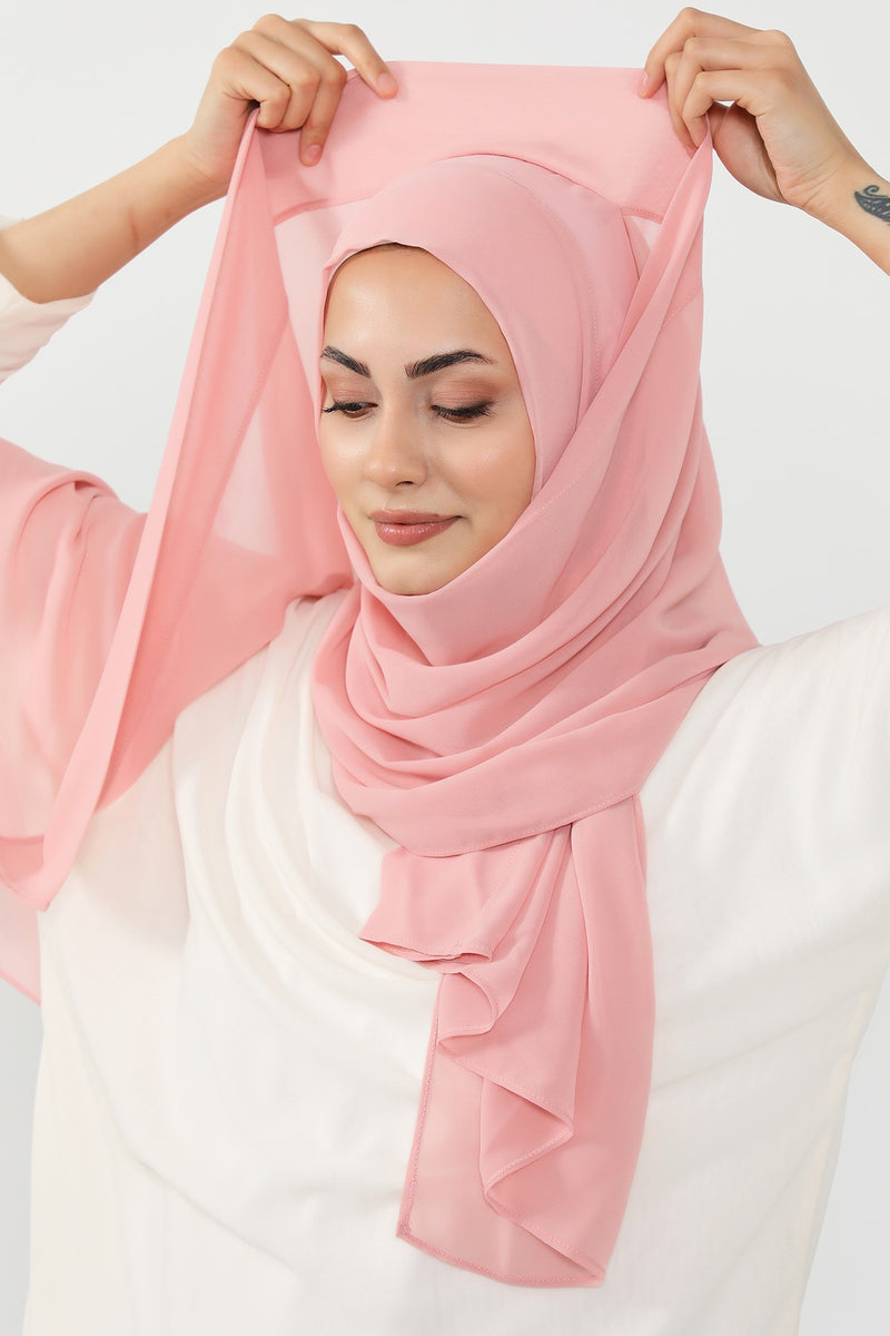 Instant Chiffon Hijab Shawl for Women, Ready to Wear Lightweight Modest Scarf, Practical Slip-On Headscarf,PS-49