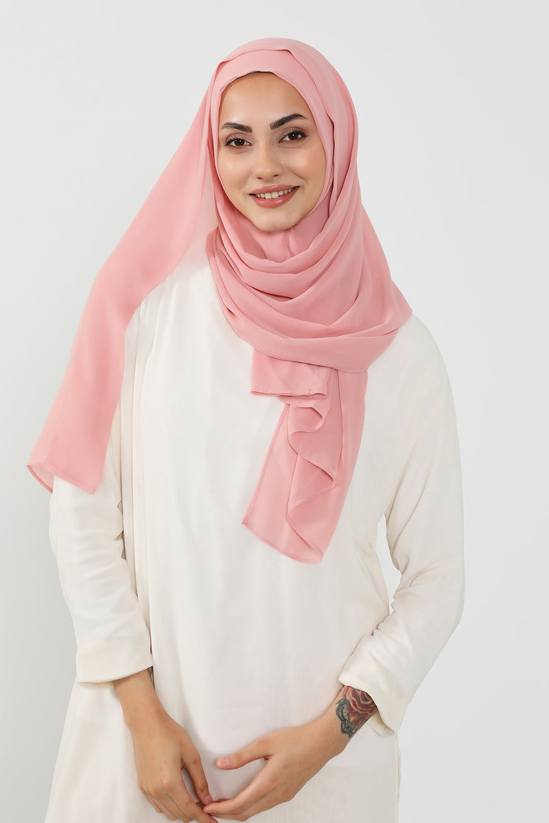 Instant Chiffon Hijab Shawl for Women, Ready to Wear Lightweight Modest Scarf, Practical Slip-On Headscarf,PS-49