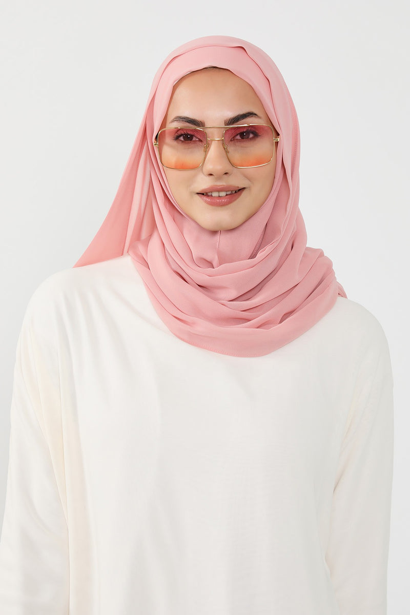 Instant Chiffon Hijab Shawl for Women, Ready to Wear Lightweight Modest Scarf, Practical Slip-On Headscarf,PS-49