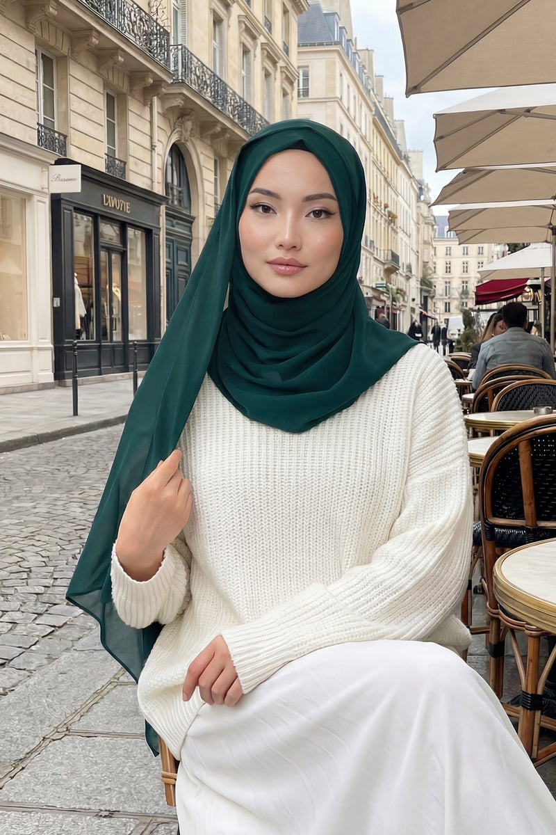 Instant Chiffon Hijab Shawl for Women, Ready to Wear Lightweight Modest Scarf, Practical Slip-On Headscarf,PS-49