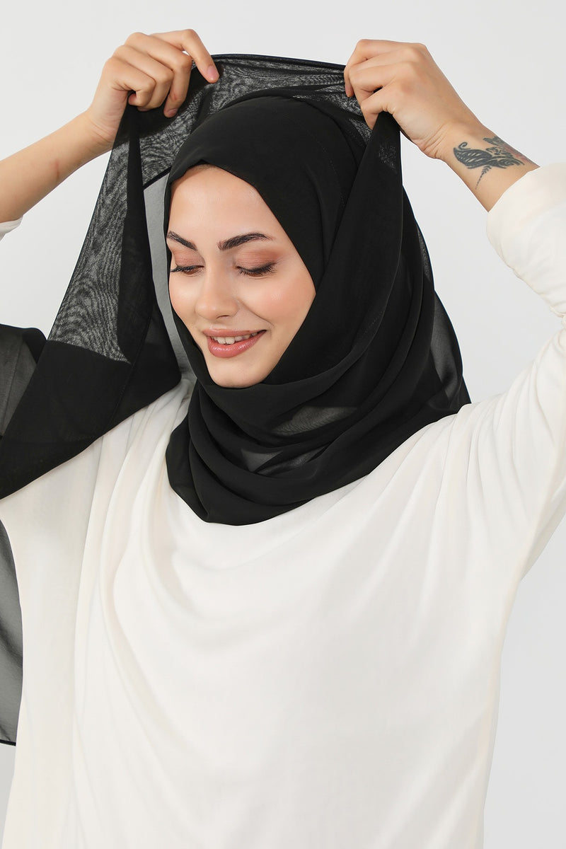 Instant Chiffon Hijab Shawl for Women, Ready to Wear Lightweight Modest Scarf, Practical Slip-On Headscarf,PS-49