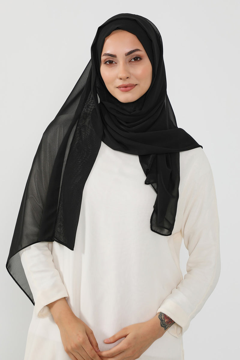 Instant Chiffon Hijab Shawl for Women, Ready to Wear Lightweight Modest Scarf, Practical Slip-On Headscarf,PS-49