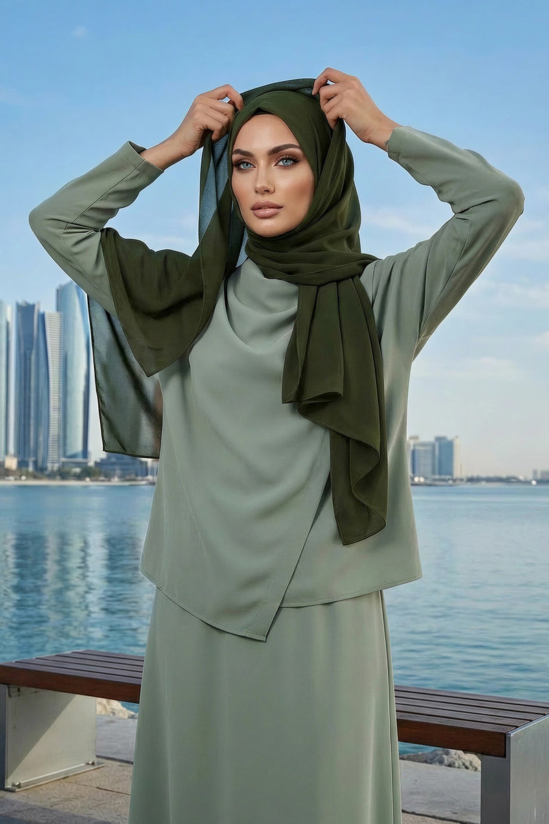 Instant Chiffon Hijab Shawl for Women, Ready to Wear Lightweight Modest Scarf, Practical Slip-On Headscarf,PS-49