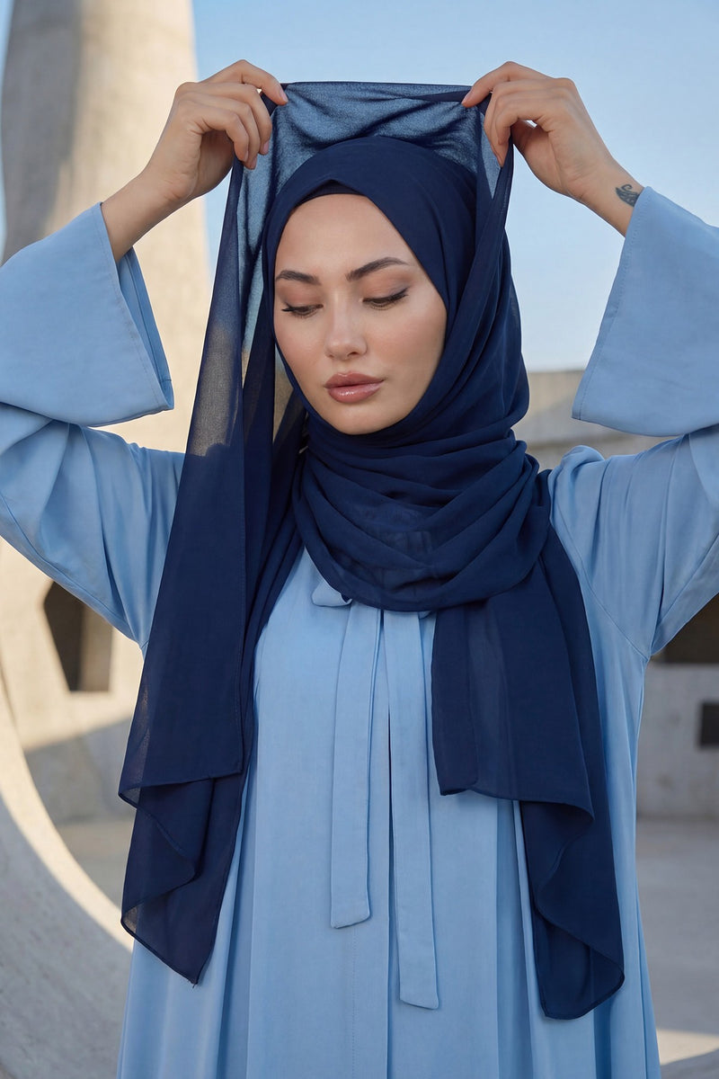 Instant Chiffon Hijab Shawl for Women, Ready to Wear Lightweight Modest Scarf, Practical Slip-On Headscarf,PS-49