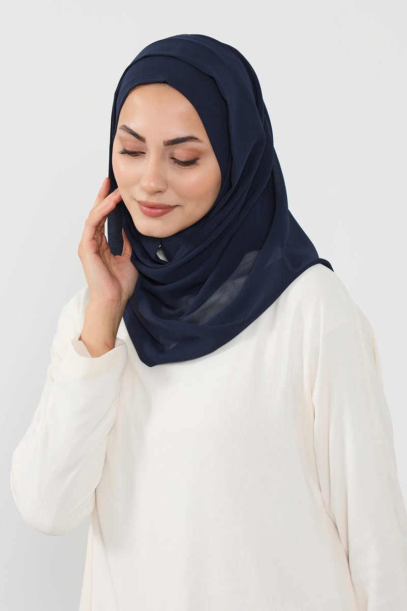 Instant Chiffon Hijab Shawl for Women, Ready to Wear Lightweight Modest Scarf, Practical Slip-On Headscarf,PS-49