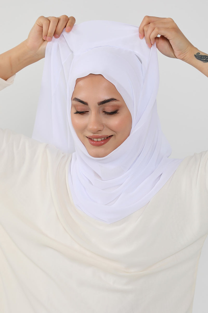 Instant Chiffon Hijab Shawl for Women, Ready to Wear Lightweight Modest Scarf, Practical Slip-On Headscarf,PS-49