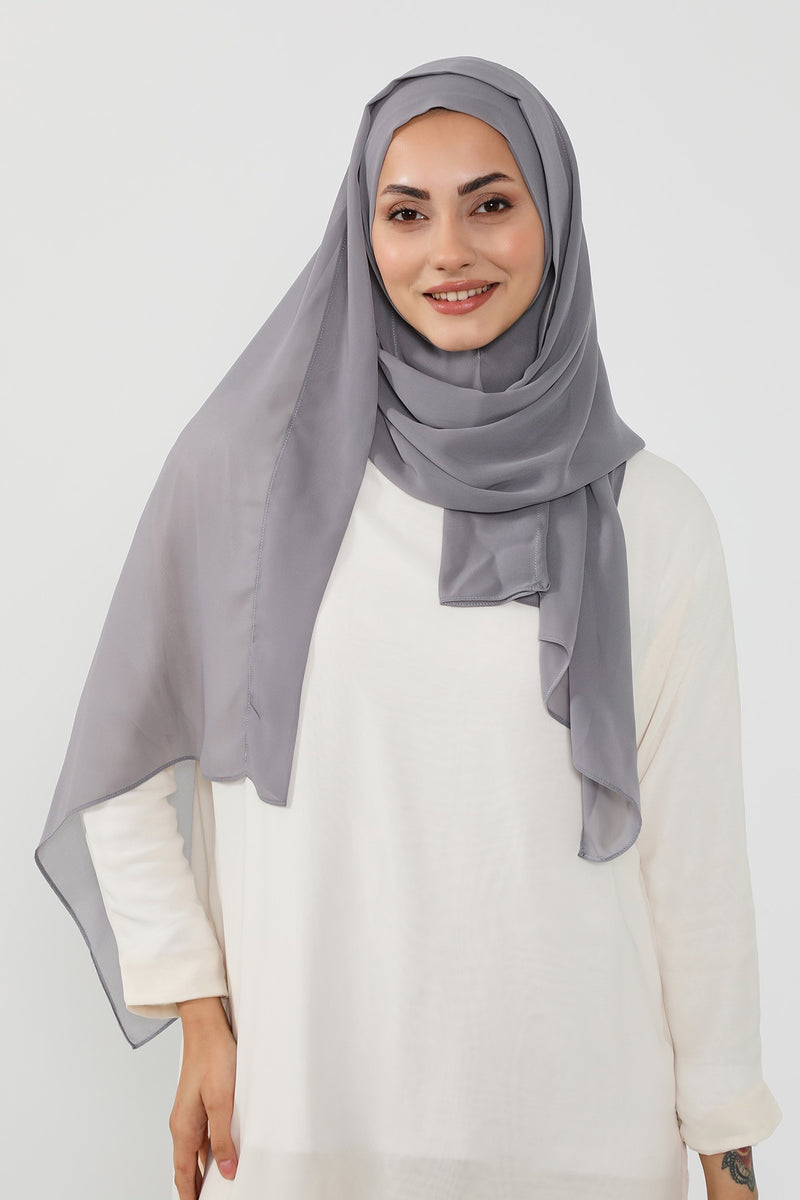 Instant Chiffon Hijab Shawl for Women, Ready to Wear Lightweight Modest Scarf, Practical Slip-On Headscarf,PS-49