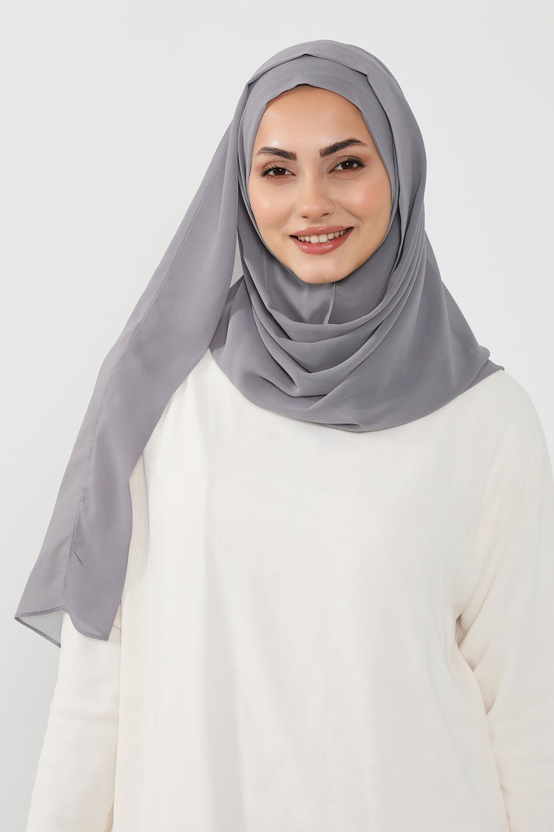 Instant Chiffon Hijab Shawl for Women, Ready to Wear Lightweight Modest Scarf, Practical Slip-On Headscarf,PS-49