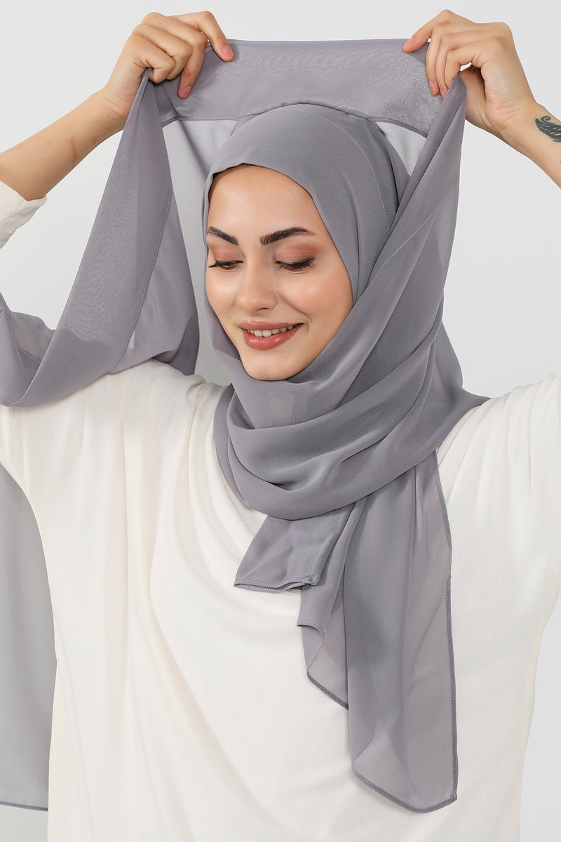 Instant Chiffon Hijab Shawl for Women, Ready to Wear Lightweight Modest Scarf, Practical Slip-On Headscarf,PS-49