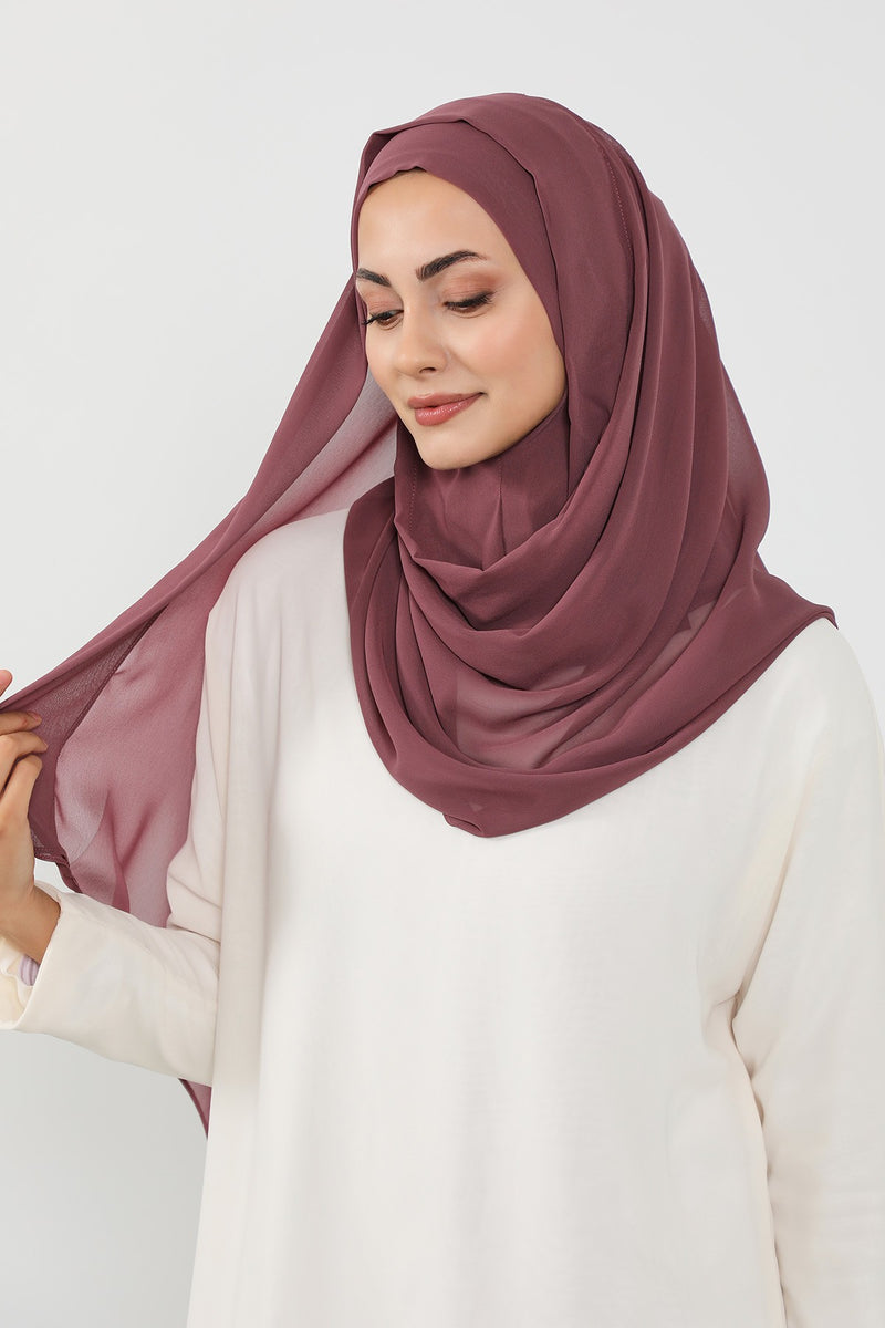 Instant Chiffon Hijab Shawl for Women, Ready to Wear Lightweight Modest Scarf, Practical Slip-On Headscarf,PS-49