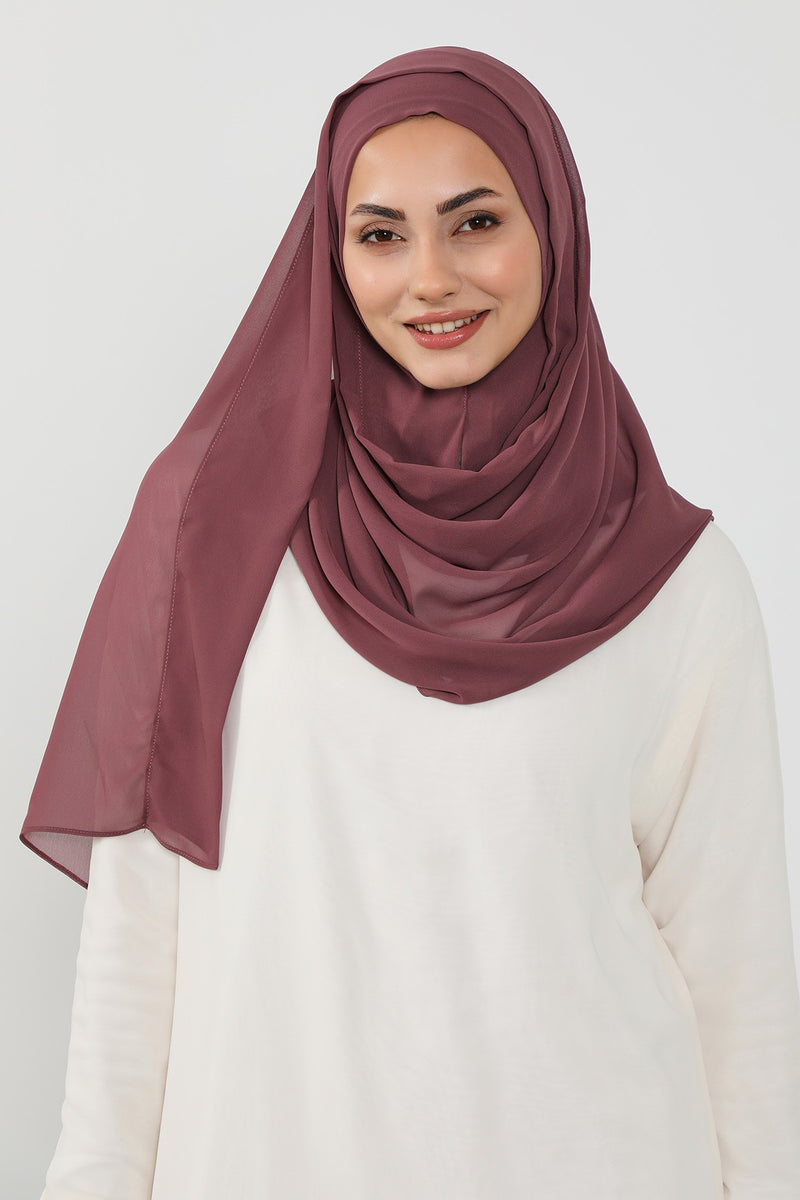 Instant Chiffon Hijab Shawl for Women, Ready to Wear Lightweight Modest Scarf, Practical Slip-On Headscarf,PS-49