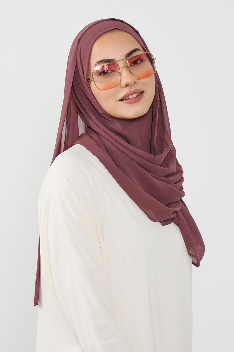 Instant Chiffon Hijab Shawl for Women, Ready to Wear Lightweight Modest Scarf, Practical Slip-On Headscarf,PS-49