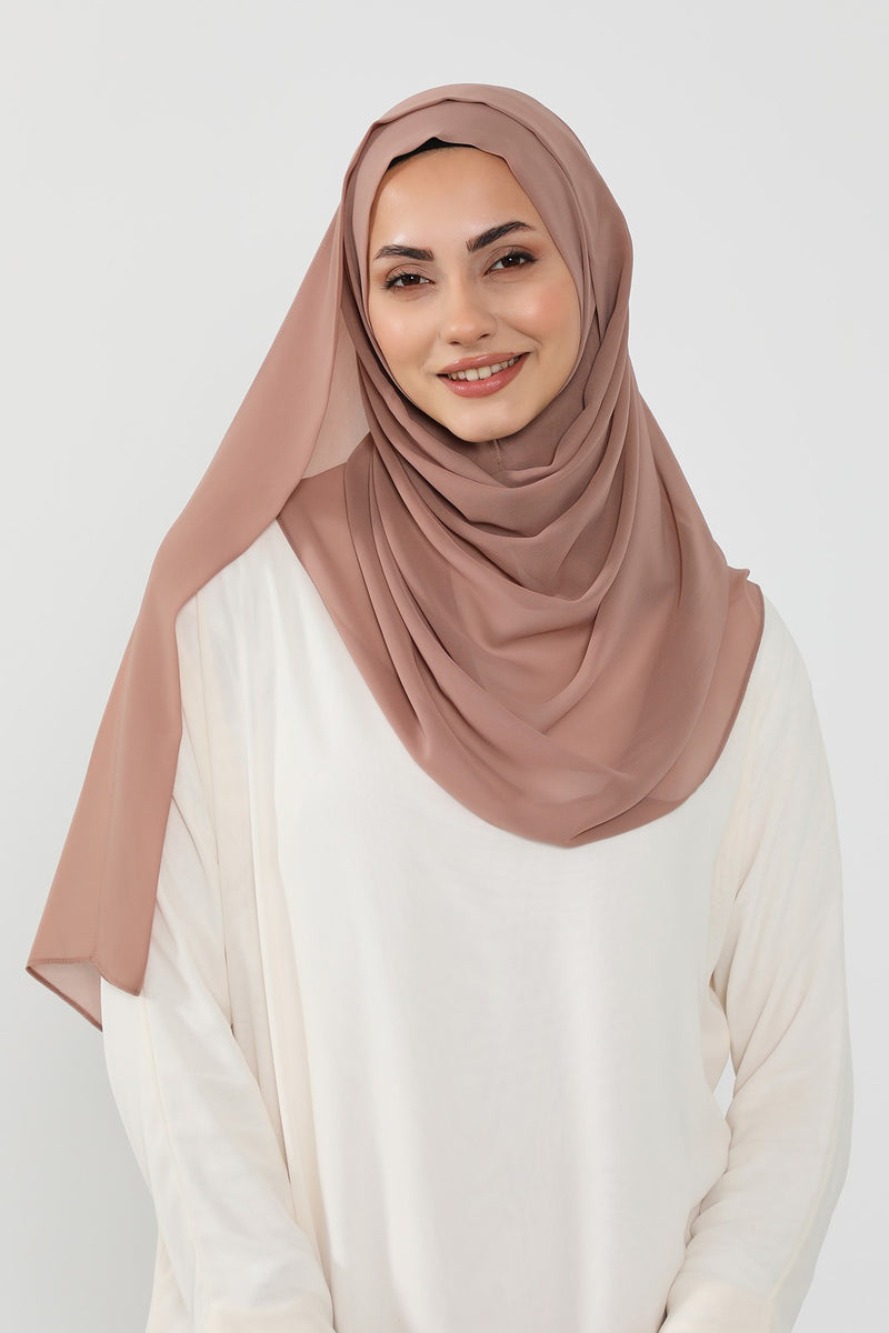 Instant Chiffon Hijab Shawl for Women, Ready to Wear Lightweight Modest Scarf, Practical Slip-On Headscarf,PS-49