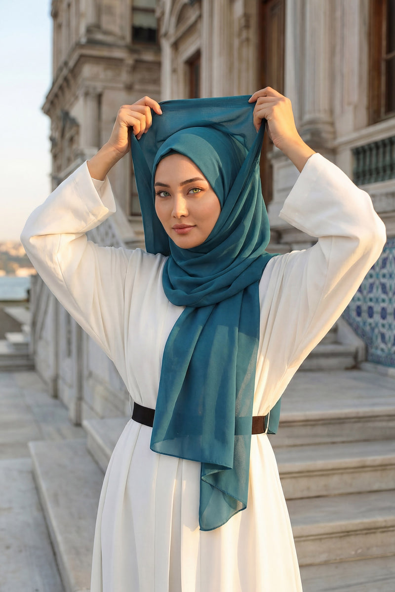 Instant Chiffon Hijab Shawl for Women, Ready to Wear Lightweight Modest Scarf, Practical Slip-On Headscarf,PS-49