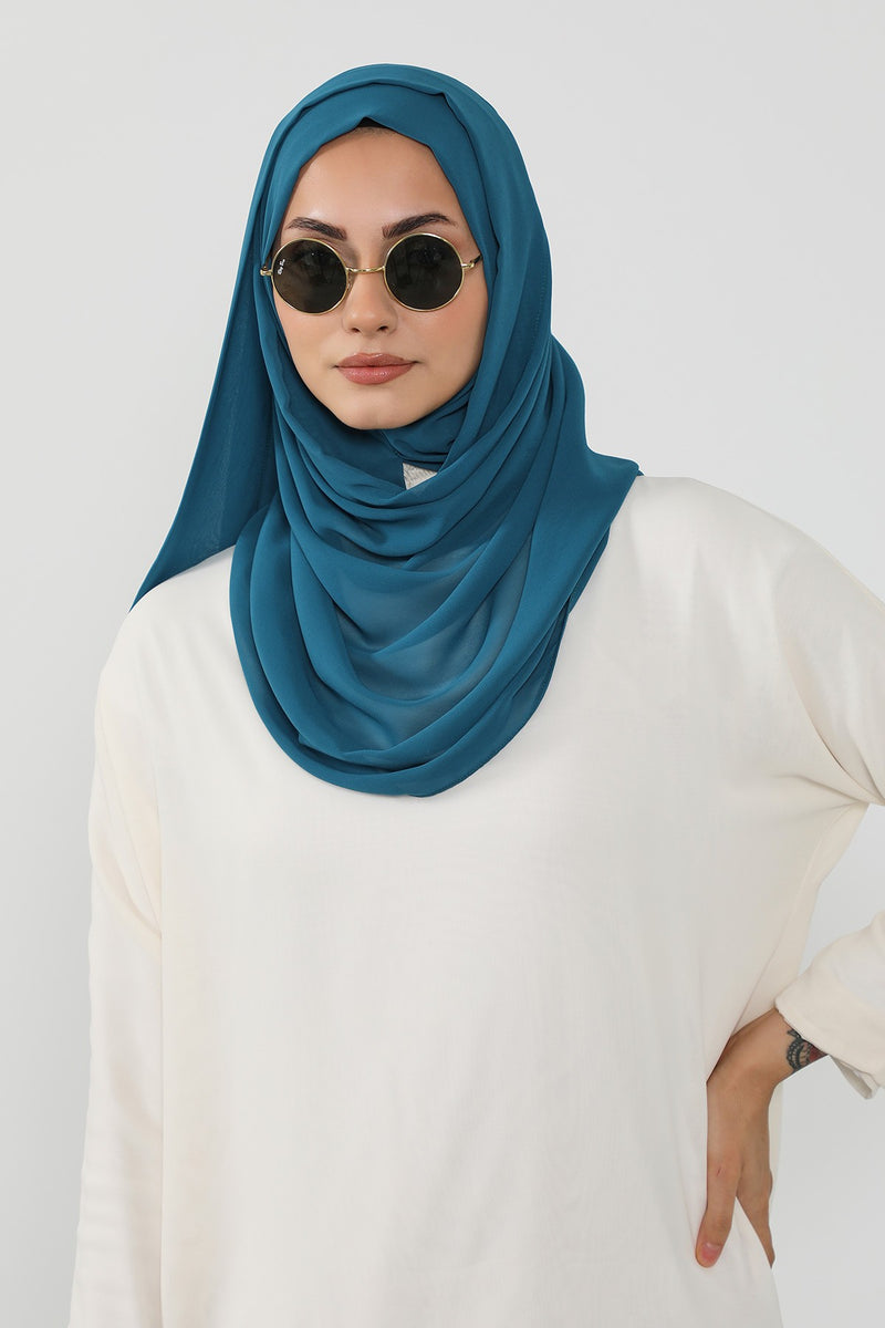 Instant Chiffon Hijab Shawl for Women, Ready to Wear Lightweight Modest Scarf, Practical Slip-On Headscarf,PS-49