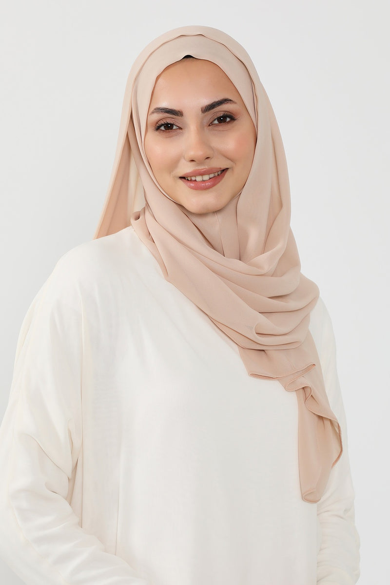 Instant Chiffon Hijab Shawl for Women, Ready to Wear Lightweight Modest Scarf, Practical Slip-On Headscarf,PS-49
